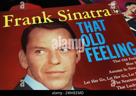 Viersen, Germany - January 9. 2024: Closeup of Frank Sinatra vinyl record album cover That old Feeling from 60s Stock Photo