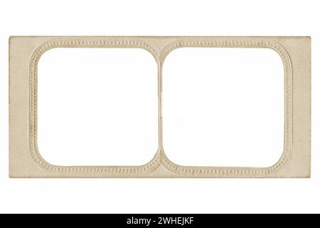 Stereo view stereoscope vintage stereoscopic antique isolated frame photographic paper border three dimensional Stock Photo