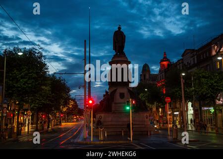 '10.07.2019, Ireland, County Dublin, Dublin - O Connell Street, Dublin's most famous street in the city, with the monument of Daniel O Connell (founde Stock Photo