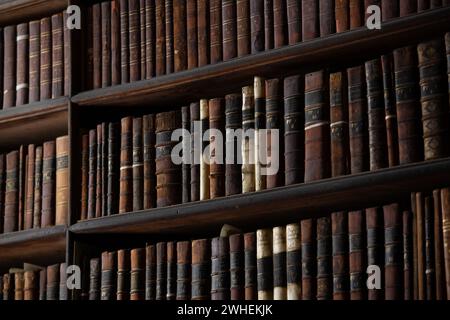 '11.07.2019, Ireland, County Dublin, Dublin - Bookshelves, The Long Room (1732), Old Library of Trinity College 1592. 00A190711D283CAROEX.JPG [MODEL R Stock Photo