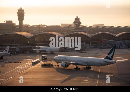 "11.12.2023, China, Hong Kong, Hong Kong - Terminal and tower of Hong Kong International Airport. 00S231211D225CAROEX.JPG [MODEL RELEASE: NOT Applicab Stock Photo