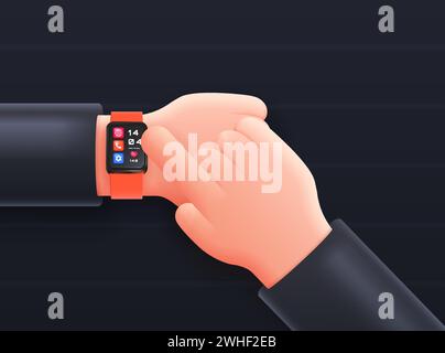 3d hands with watch vector concept Stock Vector