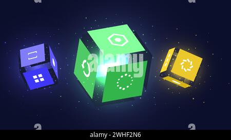 Ai banner with cubes vector concept Stock Vector