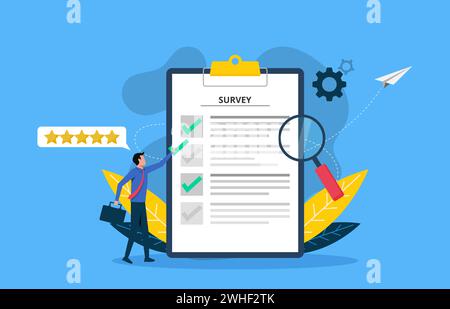 Survey vector illustration. Feedback from customers or opinion form concept. Stock Vector