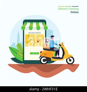 Delivery tracking online concept vector illustration. Stock Vector