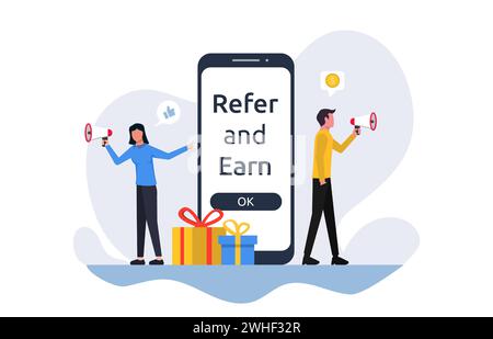 Refer and earn concept. Business partnership strategy vector illustration Stock Vector