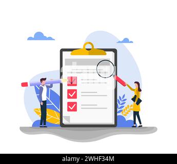 Survey concept with quality test and satisfaction report. Feedback from customers or opinion form. Stock Vector
