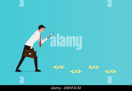 Businessman finding money vector illustration. Stock Vector