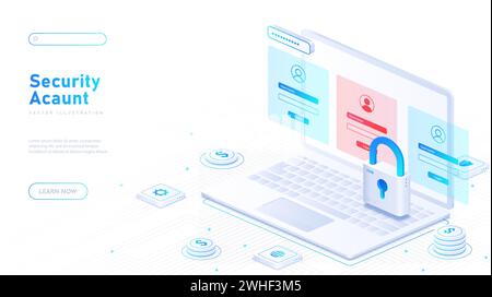 Security account vector banner Stock Vector