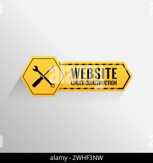 Website under construction sign with white background. Stock Vector