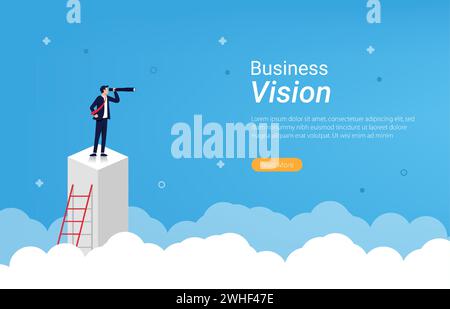 Landing page template of Business vision concept vector illustration. Stock Vector