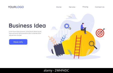Landing page template of business idea illustration concept. Stock Vector
