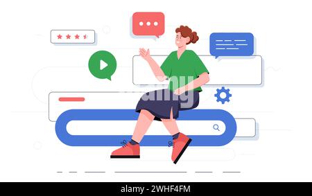 Woman with online search vector concept Stock Vector