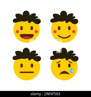 Set of flat emoticons icon for social media or apps. Stock Vector