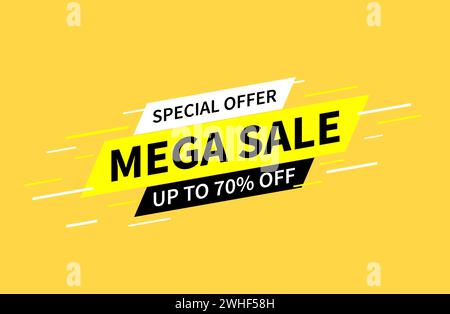 Mega sale and special offer template banner concept. Stock Vector
