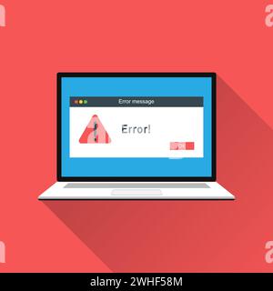 Modern warning pop up message on laptop screen vector illustration Stock Vector