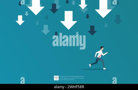 Business finance crisis concept with arrows decrease symbol. cost declining reduction or loss of income Stock Vector