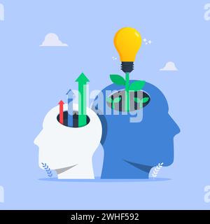 Mindset grow concept with human head symbol vector illustration. Stock Vector