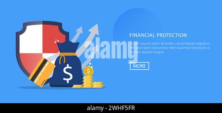 Finance protection with shield and money symbol Stock Vector