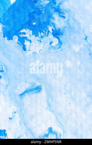 Blank Abstract light blue watercolor background on white paper. Stock Photo