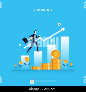 Business growth illustration for smart investment concept. Profit performance or income, symbol of return on investment ROI Stock Vector