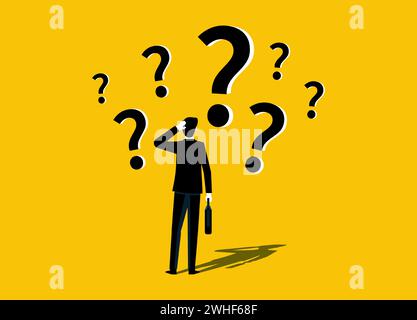 Businessman with question marks sign Stock Vector