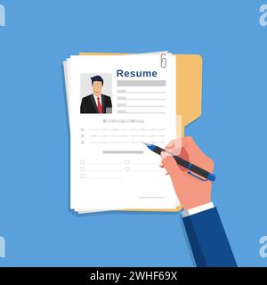 Resume writing concept, businessman changing new career path vector illustration Stock Vector