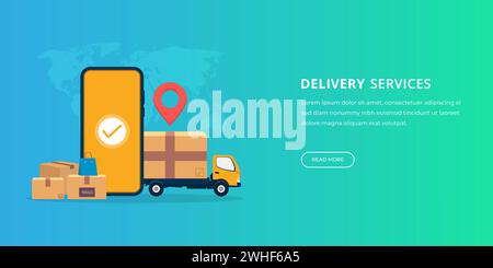 Delivery service concept with online tracking vector illustration. Stock Vector