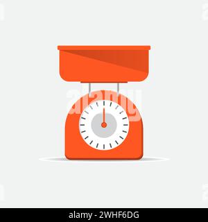 Analogue kitchen scale isolated with white background. Stock Vector