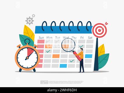 Schedule and planning concept, business time planning, event and task force illustration Stock Vector