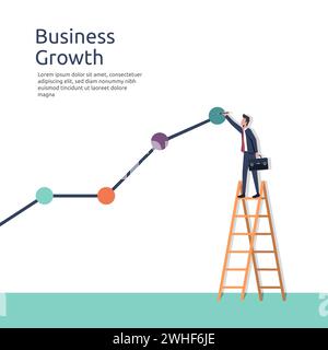 Business growth, businessman drawing a graph line vector illustration Stock Vector