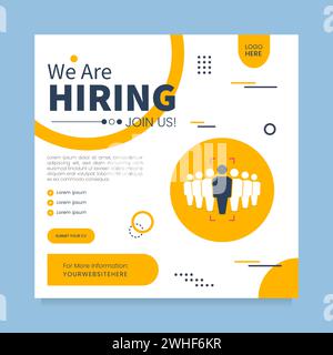 We are hiring job position social media post. Flat vector Design for web, apps and many more Stock Vector
