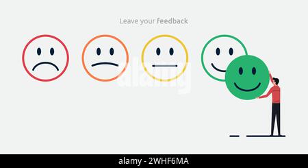 Customer Feedback satisfaction concept. Emotion face symbol for service rating and customer review Stock Vector