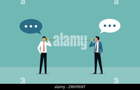 Business communication concept, sharing ideas and goals, speech bubbles symbol, two businessmen doing communication Stock Vector