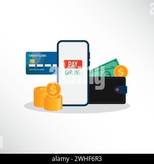 Payment methods concept with various option to pay or transfer money, vector illustration Stock Vector