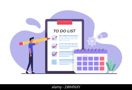 Calendar with to-do checklist business task concept. Vector illustration Stock Vector