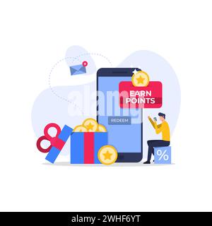 Earn points concept for loyal customers, Loyalty program and get rewards, Suitable for web landing page, ui, mobile app, banner template Stock Vector