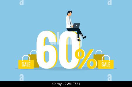 Online shopping activities, discount and promotion, flat vector illustration Stock Vector