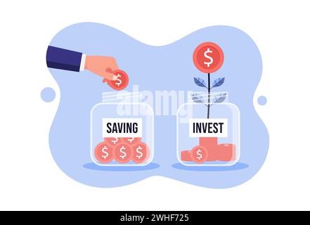 Saving and investing concept, Efficiency and financial growth Stock Vector