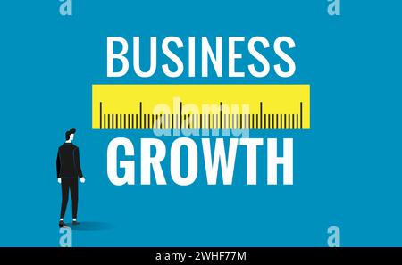 Business growth measurement concept. Identify, measure and implement business strategy Stock Vector