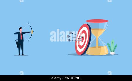 Businessman shooting the arrows to target goal, goal graphic design concept Stock Vector