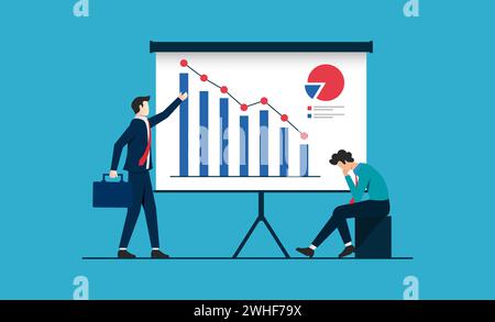 financial crisis concept. Businessmen analyzing market fall vector illustration Stock Vector