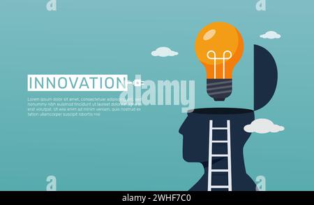 New idea, creativity and innovation with human head symbol Stock Vector
