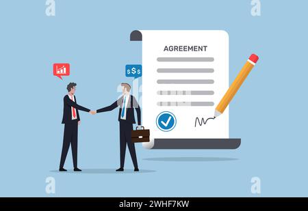 Business deal or collaboration concept. Business people signed contract. Stock Vector