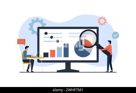 Statistical and Data analysis for business finance investment concept with business people team working on monitor graph dashboard, smart business ana Stock Vector