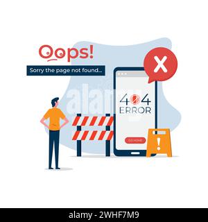 404 error page not found. web is not working or lost connection, web maintenance Stock Vector