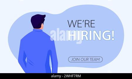 Business recruiting with minimalist design concept. We are hiring concept. Stock Vector