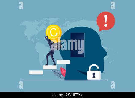 Copyright infringements concept. Someone stealing copyright, intellectual property theft vector illustration Stock Vector