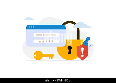 security shield lock, password protection against cyber crimes, data encryption or privacy confidential Stock Vector