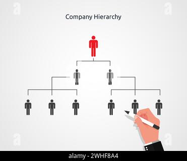 Businessman hand drawing of company or organization hierarchy vector illustration Stock Vector